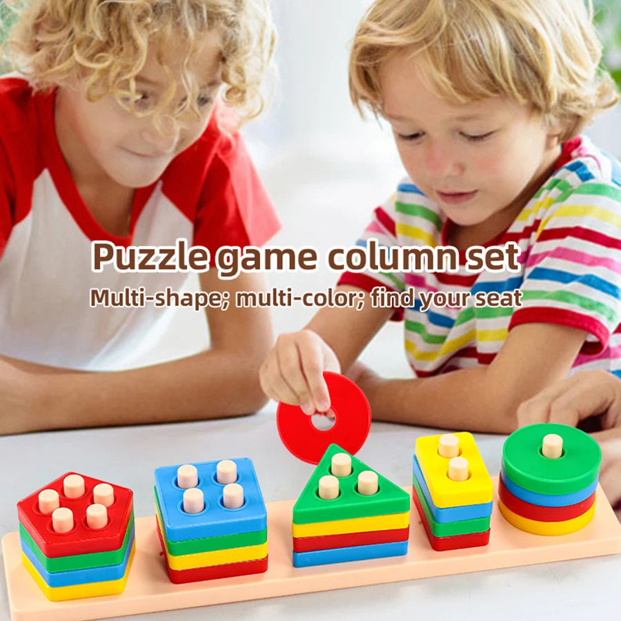 Geometric Shape Sorting Blocks Set for Toddlers