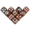 A set of ten 16mm acrylic D6 dice in a multi-color, round corner design.