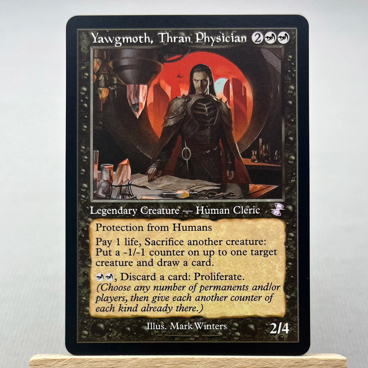 A Magic: The Gathering card featuring the Legendary Creature Yawgmoth, Thran Physician