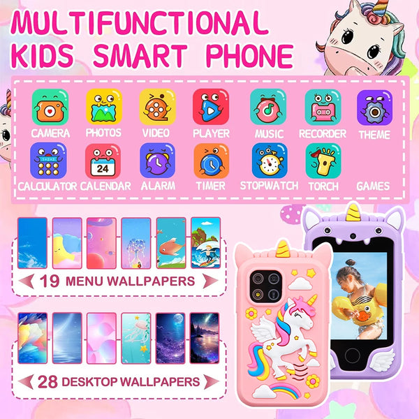 Unicorn Kids Smartphone Toy with Dual Camera and Music Player