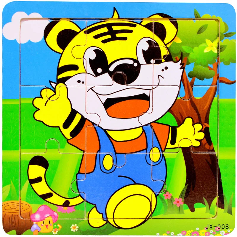Wooden 3D Puzzle Set for Toddlers – Animal & Vehicle Jigsaw Games