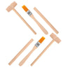 A set of tools for dinosaur excavation including a wooden hammer, chisel, and brush.