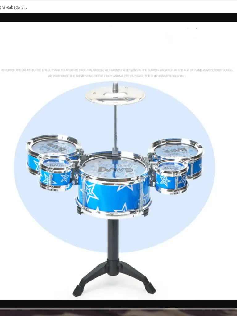 Kids' Jazz Drum Set with Cymbals – 9-Piece Musical Toy