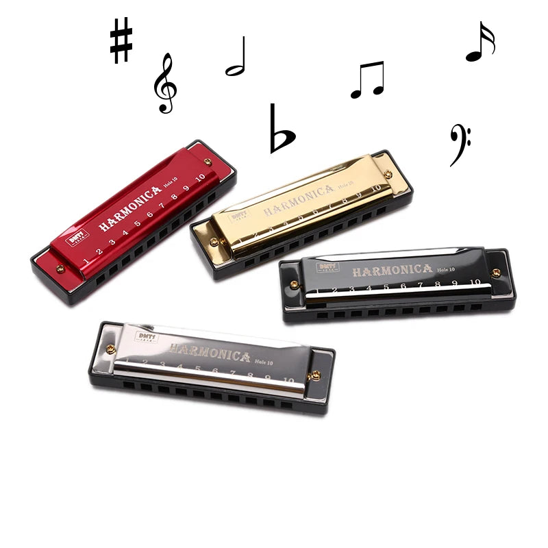 10-Hole C Key Harmonica for Beginners with Stainless Steel Covers