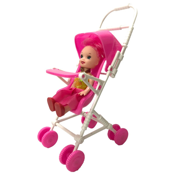 Mini Doll Stroller Trolley with Shoes for 1/12 Scale Dolls
