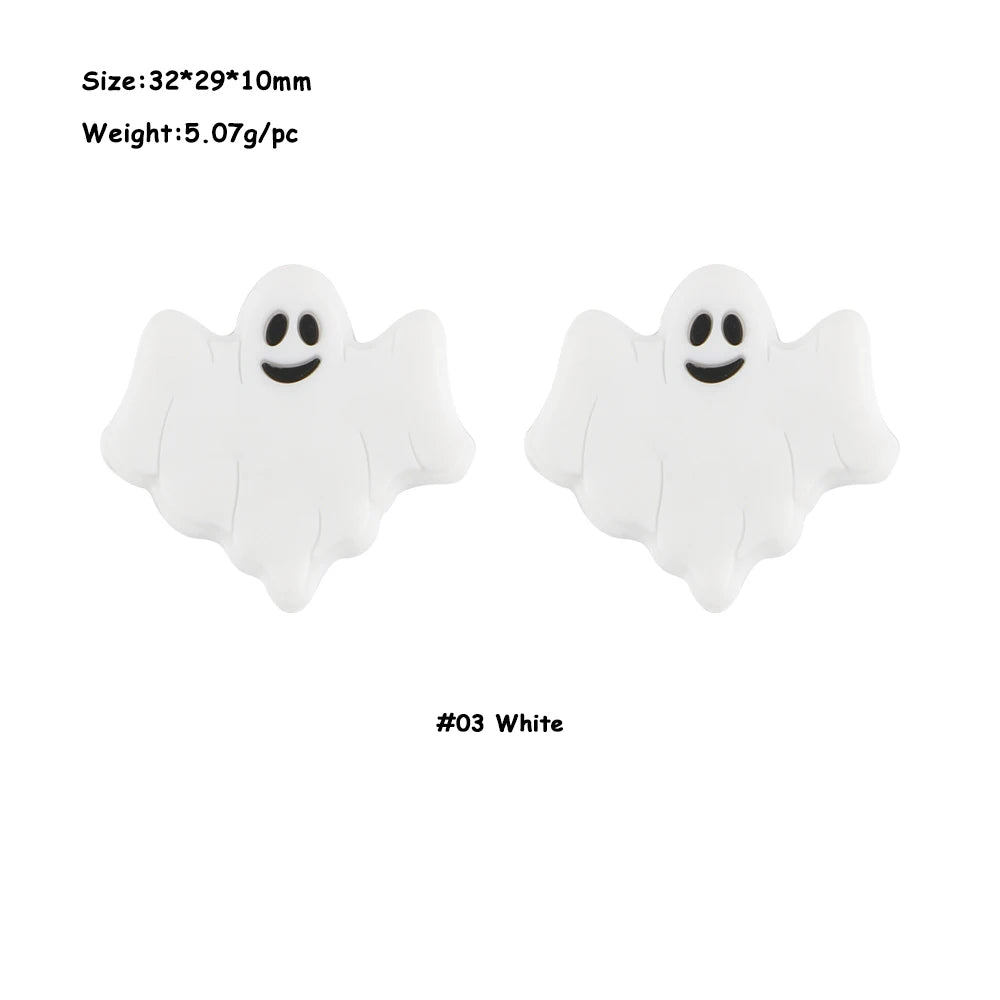 A white silicone ghost bead used for jewelry making.