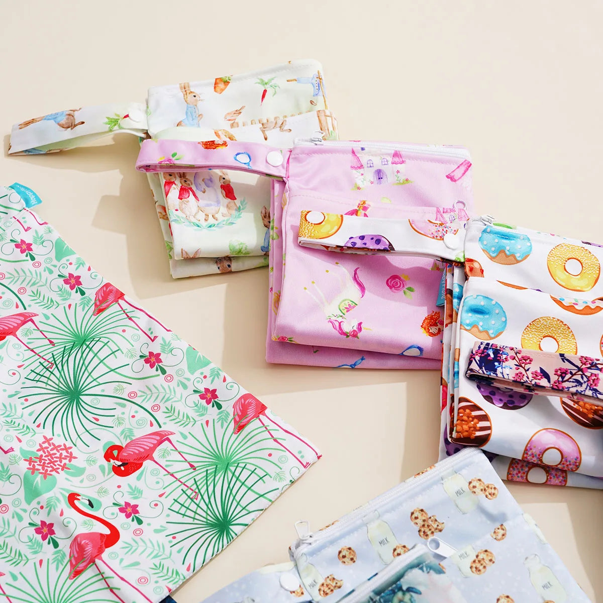 Reusable Wet & Dry Diaper Storage Bags with Double Zipper