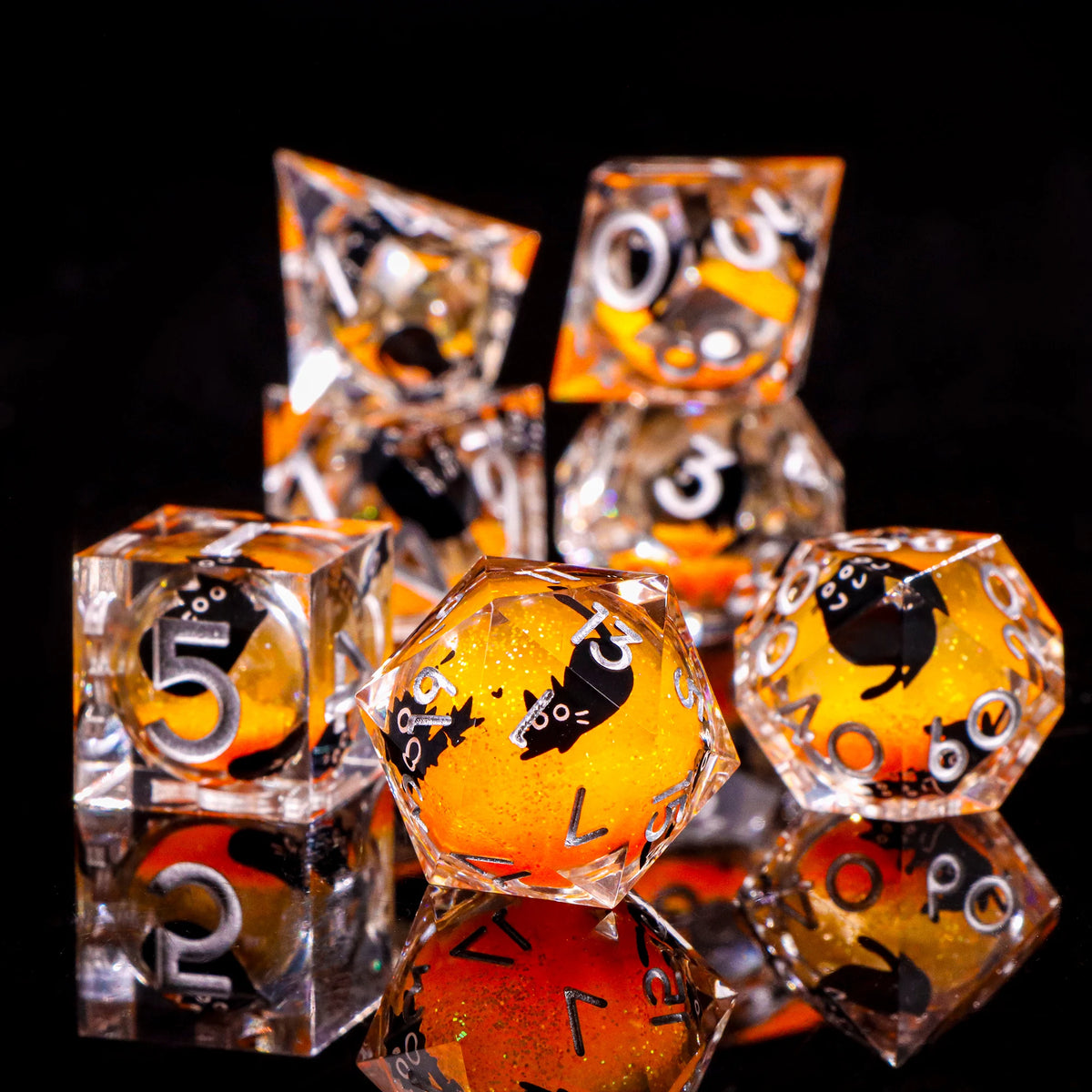 Liquid Core Cat Resin Dice Set for Dungeons & Dragons