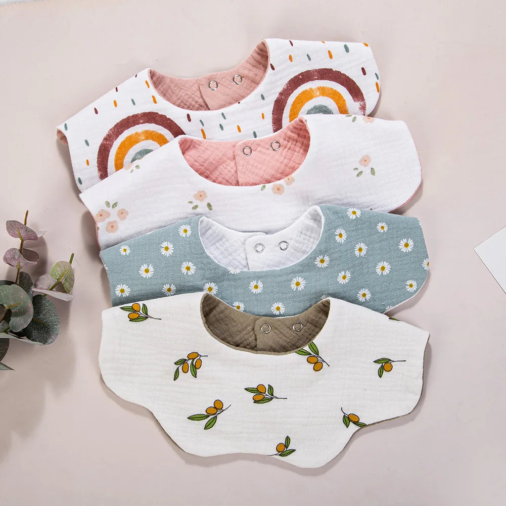 6-Layer Muslin Cotton Baby Bibs with Waterproof Backing