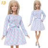 Fashion Doll Outfit Set – Wave Point Dress & Denim Grid Skirt for 11.5–12 Inch Dolls
