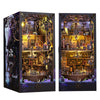 A wooden bookshelf insert model kit depicting a detailed pirate ship interior scene.