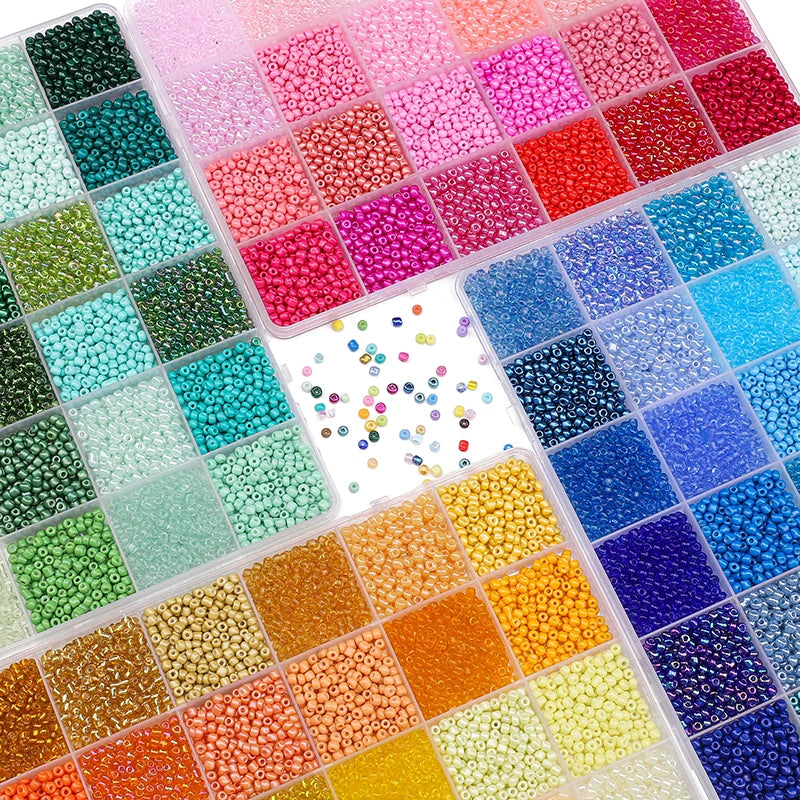5200+ Glass Rice Beads in 24 Colors for DIY Jewelry Making