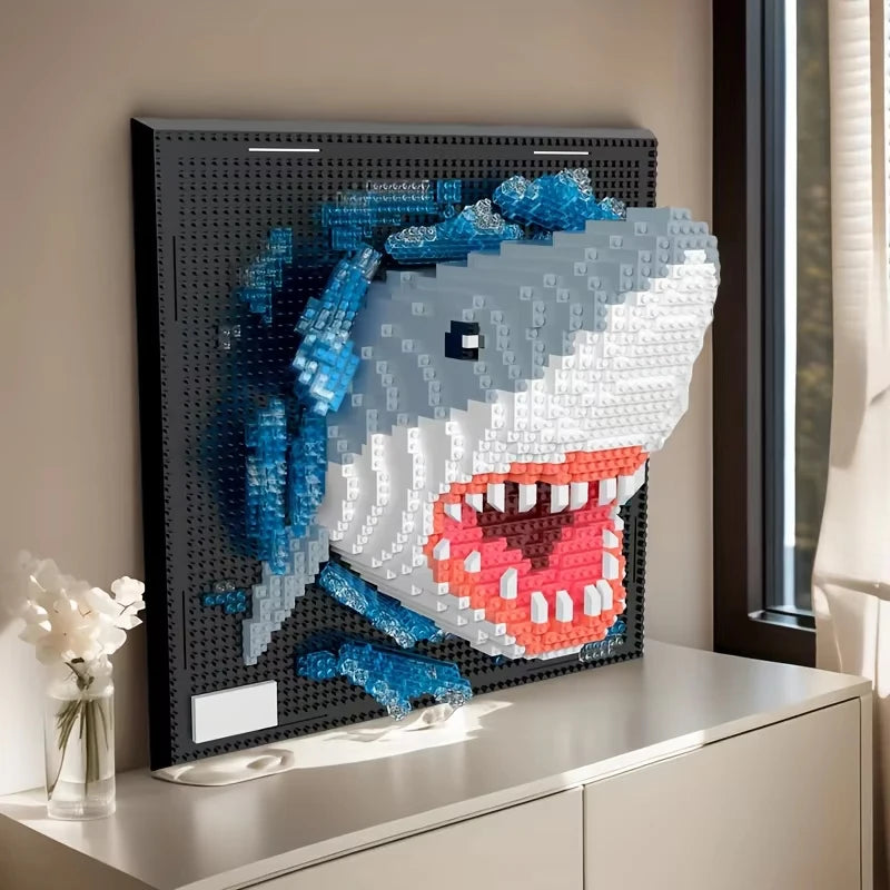 3D Mosaic Art Building Block Set — Shark, Eagle & Parrot Designs