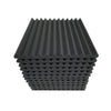 A stack of black acoustic foam panels for soundproofing and noise reduction.