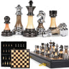 A premium solid wood chess set featuring electroplated acrylic pieces and a checkered board.