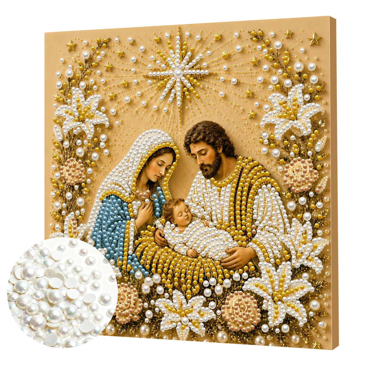 Religious Diamond Painting Kit with Frame – Jesus and Holy Mary