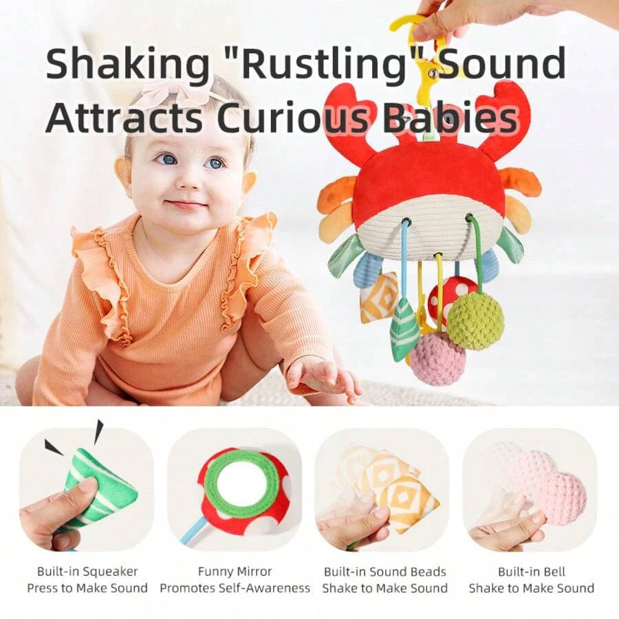 Baby Crib Hanging Rattle Teether Toy with Music & Chewable Charm