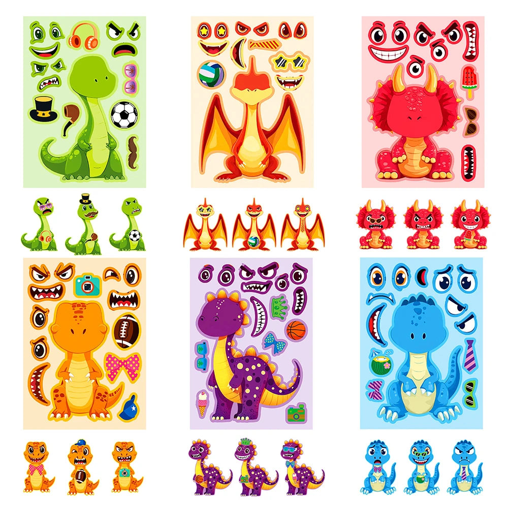Dinosaur Make-a-Face Sticker Puzzle Set for Kids