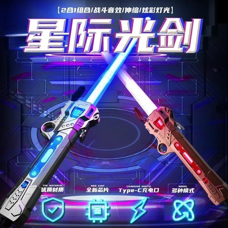 Telescopic Glow Sword with Music & Rotating Lights