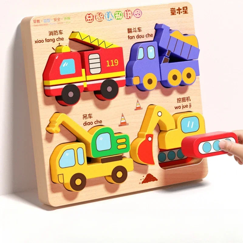 Montessori 3D Wooden Animal & Traffic Puzzle for Kids