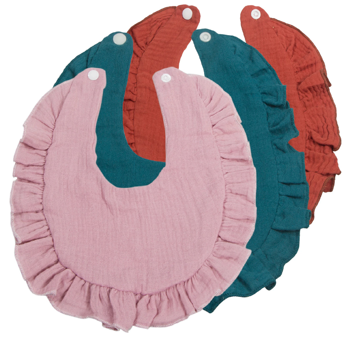 Soft Muslin Cotton Baby Bibs (3-Pack) with Snap Closure