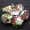Handmade Resin D&D Dice Set – 7 Polyhedral Dice with Floral Design