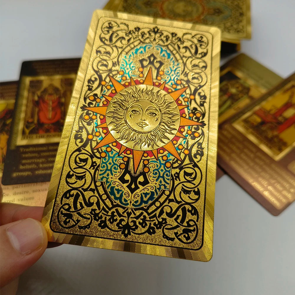 Gold Foil Waterproof Tarot Card Deck with Guidebook