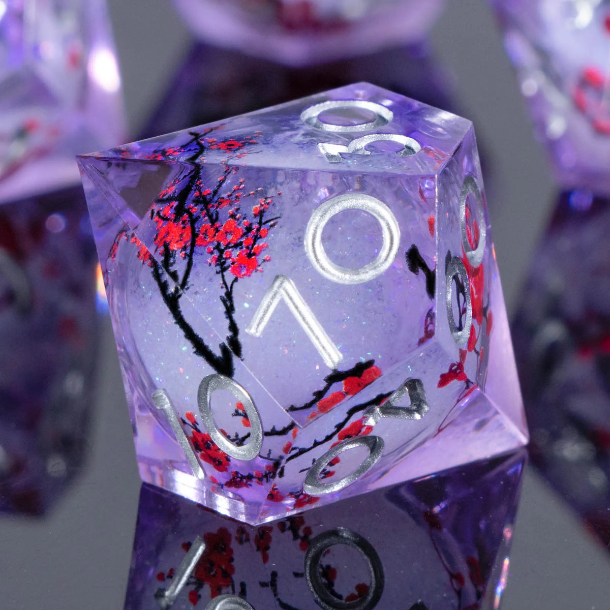 Liquid Core Glow D&D Dice Set with Sharp Edges