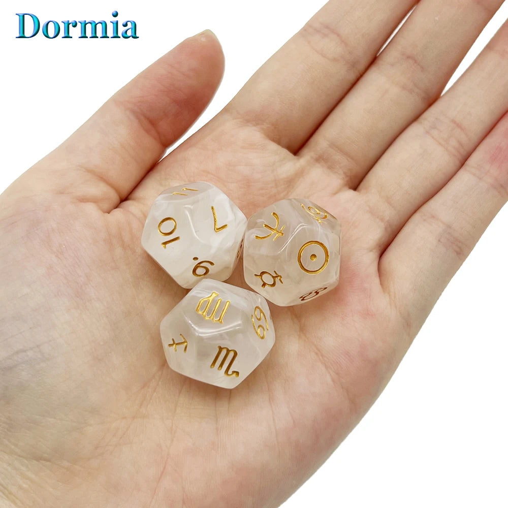Astrology Divination Dice Set – 3 D12 Constellation Dice for Guidance and Insight
