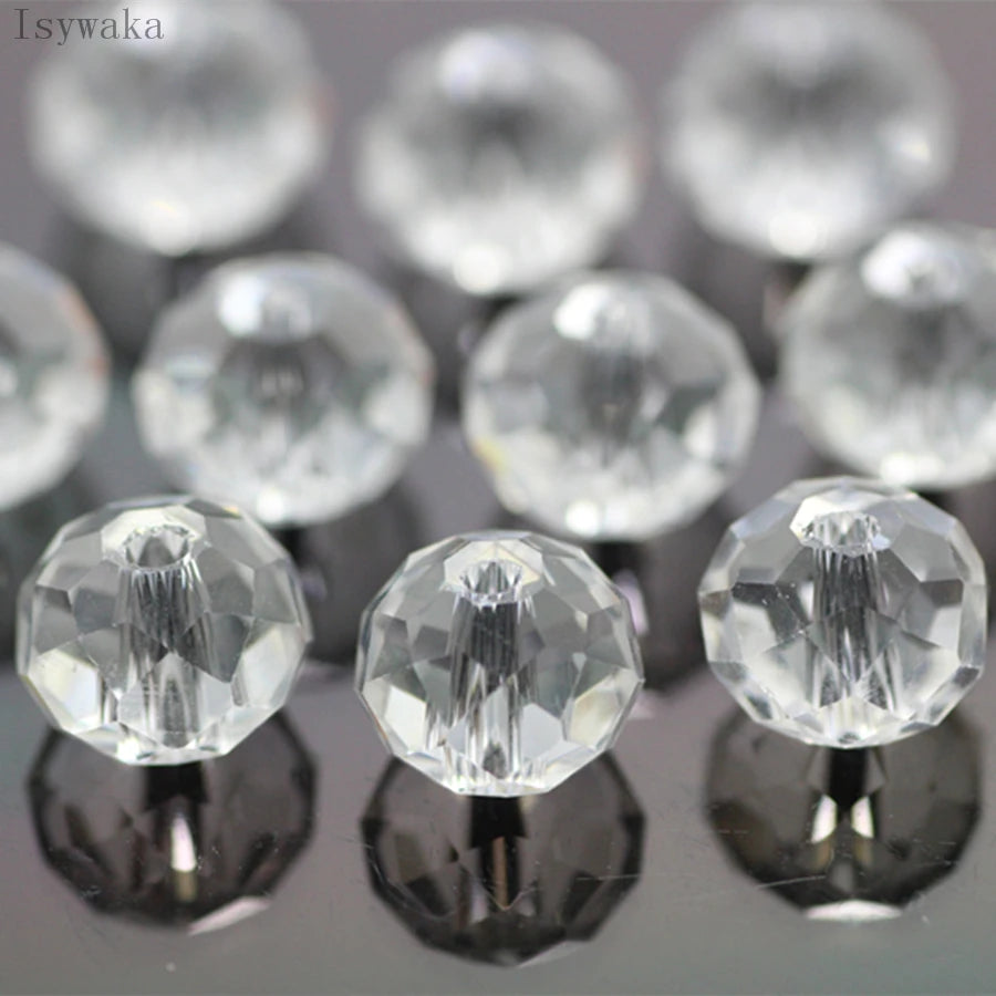 Round clear crystal glass beads used as spacers for jewelry making