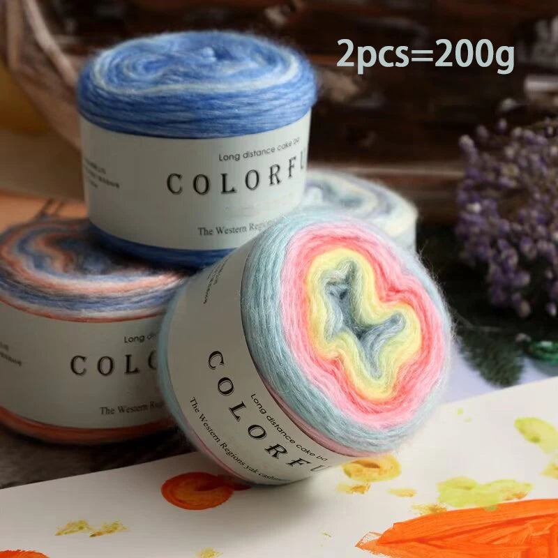 Gradient Cake Yarn – 200g Soft Wool Blend for Knitting & Crochet