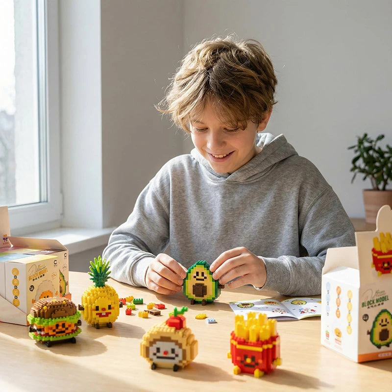 Cute Food Micro Building Blocks – Fruit & Cake Miniature Sets
