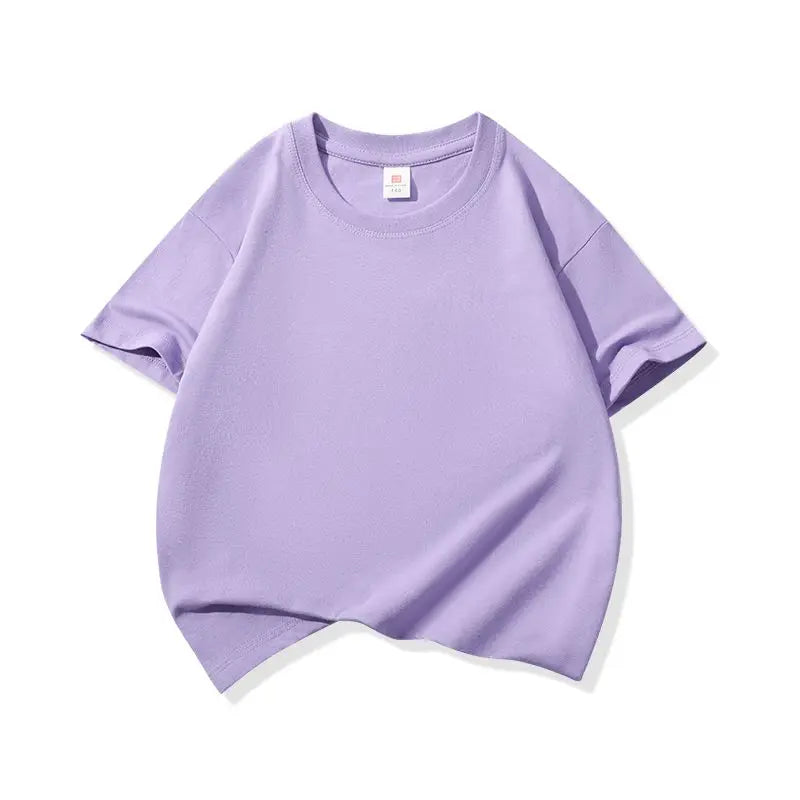 A light purple classic cotton crew neck t-shirt for kids shown flat lay.