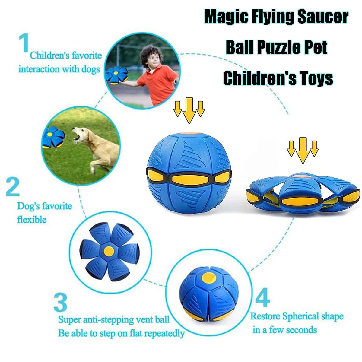 Magic Flying Saucer Bouncing Ball for Dogs and Kids