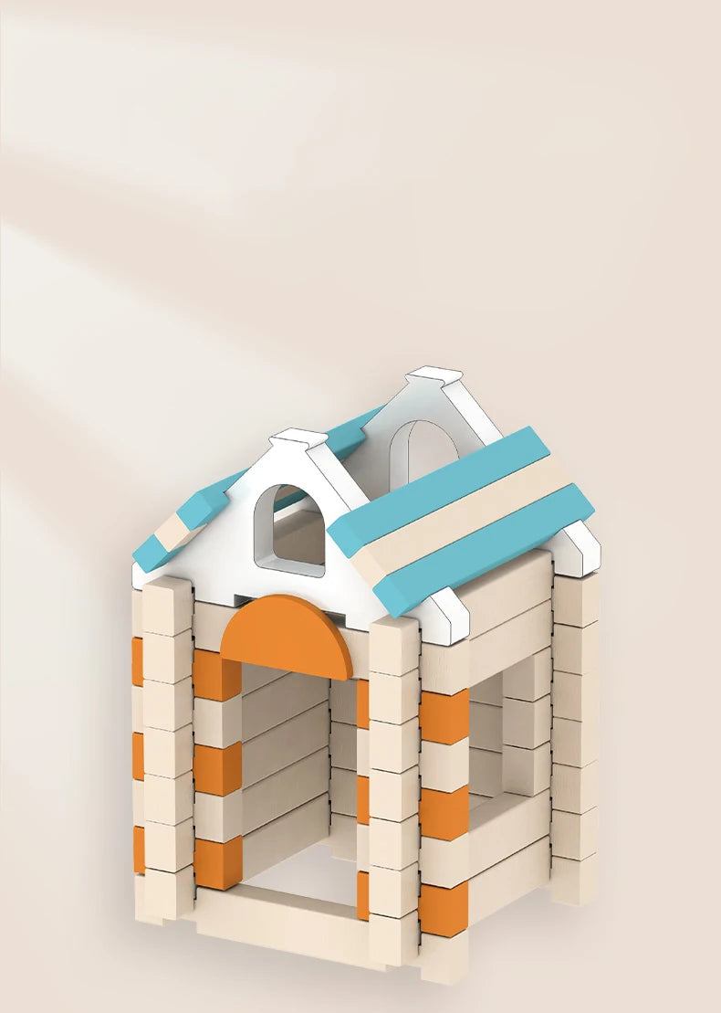 Natural Wooden Building Blocks Set for Toddlers