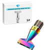 A silver metal drill tip labeled 5# is shown next to a colorful diamond painting tool with a 5# resin tip.