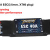 A black ESC 40A with a XT60 plug is shown, labeled as a new version by Hobbywing.