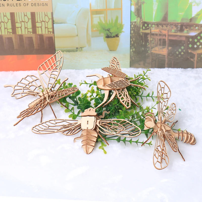 Wooden 3D Insect Puzzle Kit – Butterfly, Bee, Scorpion & More