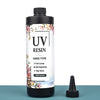 A bottle of UV resin hard type clear glue for jewelry making and crafts with a black cap.