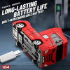 A red 1:64 scale RC drift truck with a built-in rechargeable battery and Type-C charging port.