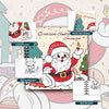 A colorful Christmas themed coloring book featuring Santa Claus and a Christmas tree.