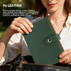 A person holds a dark green PU leather watercolor sketchbook, highlighting its professional-grade texture and features.