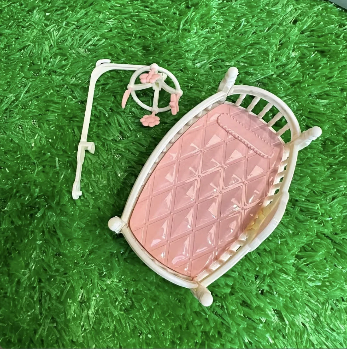 Miniature Dollhouse Cradle Bed with Charming Design