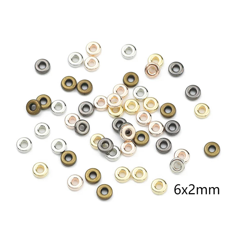 Rose Gold Plated Flat Round Spacer Beads for Jewelry Making