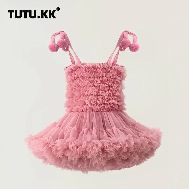 Children's Princess Tutu Dress with Ruffled Ball Gown Design