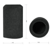 Black flocked foam microphone windscreen cover with dimensions 55mm by 55mm and 90mm thick.