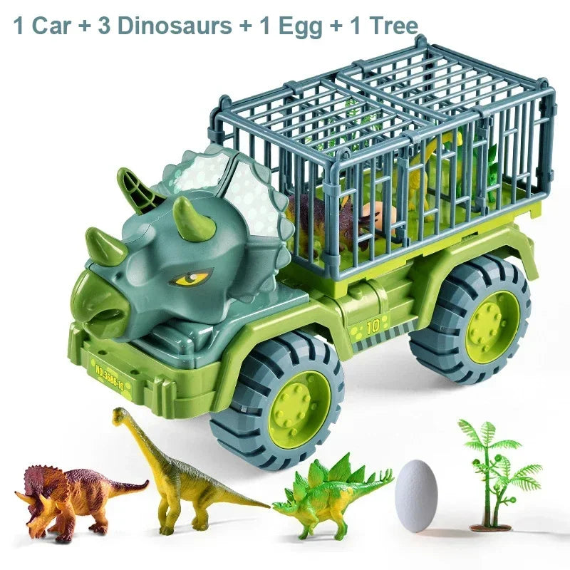 Dinosaur Transport Truck Carrier Playset with Tyrannosaurus Rex