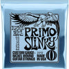 A package of Ernie Ball Primo Slinky nickel wound electric guitar strings featuring an eagle graphic.