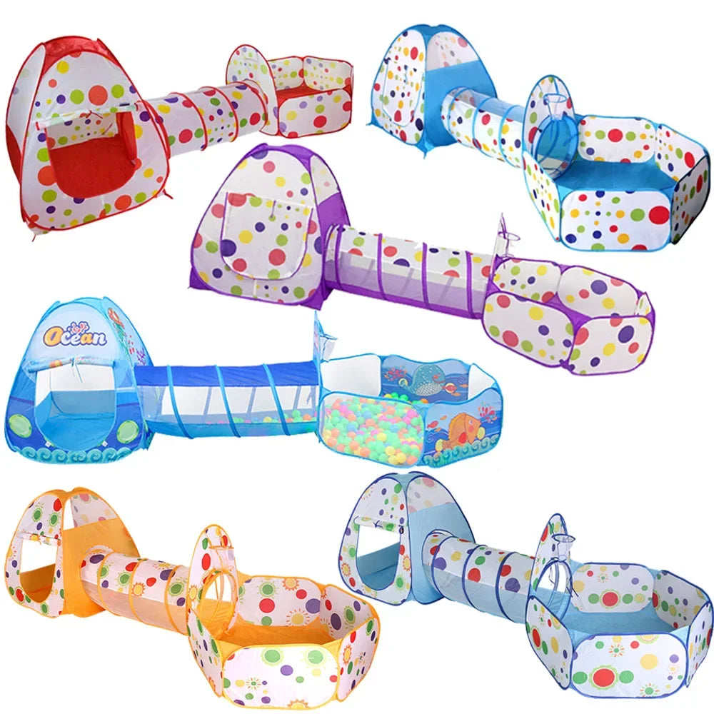 3-in-1 Kids Ball Pit Play Tent with Tunnel
