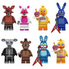 A collection of Five Nights at Freddy's Bonnie and friends mini building block figures featuring various characters like Fred